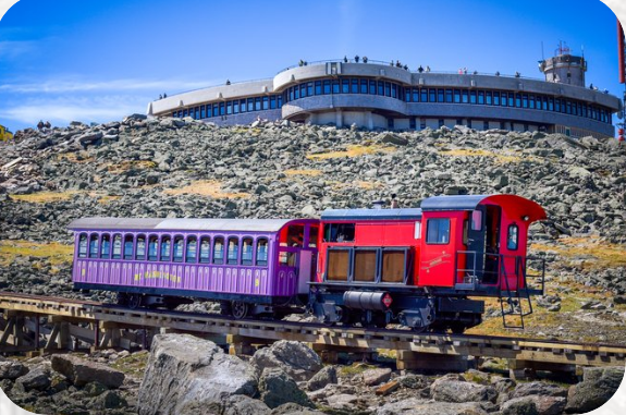 photo of the Cog Railway at the top of Mount Washington